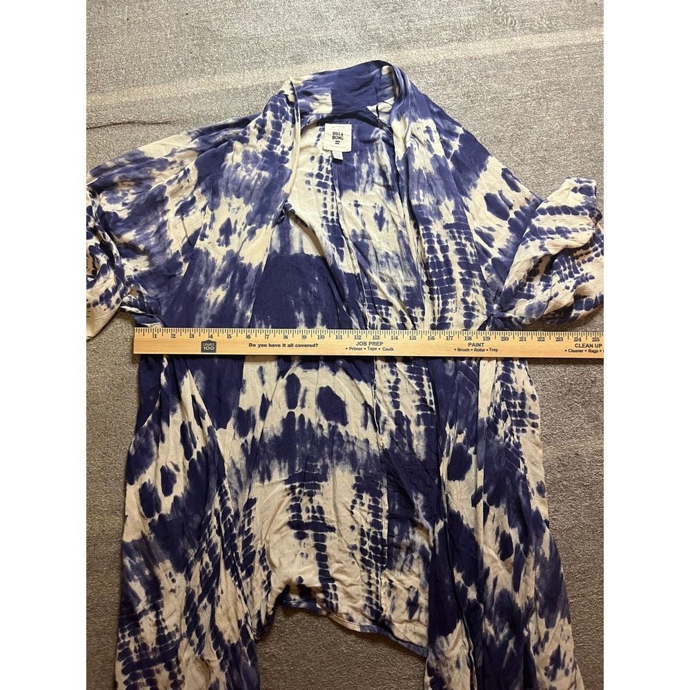 Billabong Womens Blue White Tie Dye Open Front Kimono Wrap Rayon M/L Boho Fairy - Picture 4 of 8